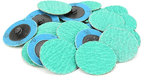 BHA Green Zirconia with Grind Aid Quick Change Sanding Discs Type R Male Roll On, 2 (36 Grit) - 25 Pack