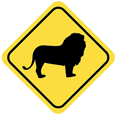 Samunshi® Löwe Warnschild Warndreieck Aufkleber Achtung Vorsicht Tier - 20x20cm mehrfarbig