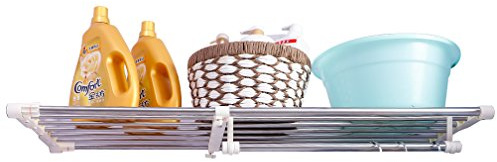 Hershii Closet Tension Shelf Expandable Telescopic Rod Heavy Duty Clothes Hanging Rail Adjustable DIY Storage Organizer Shoe Rack 7-Bar Extention for Garage Bathroom Kitchen Bedroom