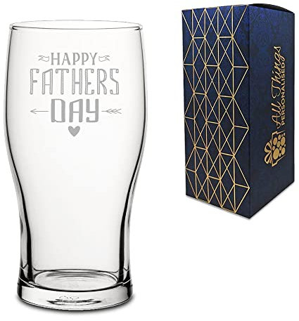 Novelty Engraved/Printed Tulip Beer Cider Pint Glass - Happy Fathers Day - Engraved with Message