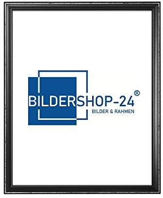Bilderrahmen ohne Acrylglas z.B. für Kreidebilder, Tafelfolie, Kalender Barockrahmen Kalypso 60 X 80 cm (PUZZLEFORMAT) Schwarz Silberglanz Antik