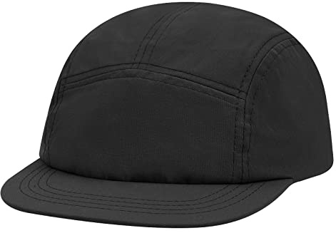 Clape Waterproof 5 Panel Running Cap Quick Dry Summer Short Peak Flat Brim Baseball Hat Solid Colour Dad Hat UV Protection Hiking Outdoor Black GD02