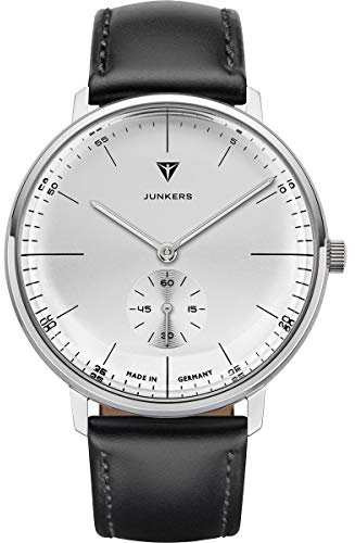 Junkers Bauhaus 40mm Analog Quarz Herrenuhr Lederarmband weiß 9.09.01.04