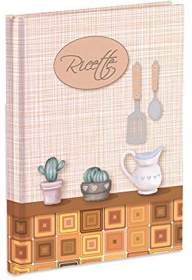 Ricettario personale da scrivere con 3 Segnalibri pietanze con 60 fogli (120 pagine non numerate) in carta avorio a righe, cactus