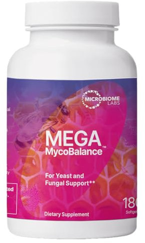 Microbiome Labs MegaMycoBalance (180 softgel Capsules) Support Healthy Yeast Candida and Fungal Balance in The Body and Gut - Nutritional Supplement with Undecyclenic Acid + Bee Propolis