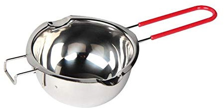 Stainless Steel Double Boiler Pot for Melting Chocolate, Candy and Candle Making (480ML, Red handle)