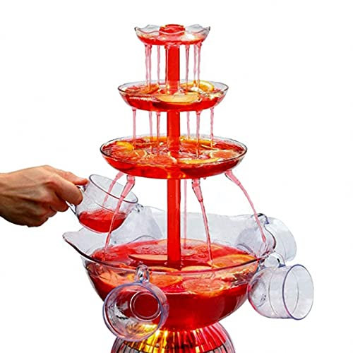 Fuente De Fiesta De 3 Niveles Con 5 Tazas (1.5 Galones) Para Bebidas De Vino, Fuentes De Agua De Mesa Con Base Iluminada Por LED Para Celebración De Fiestas, Aniversario En Casa