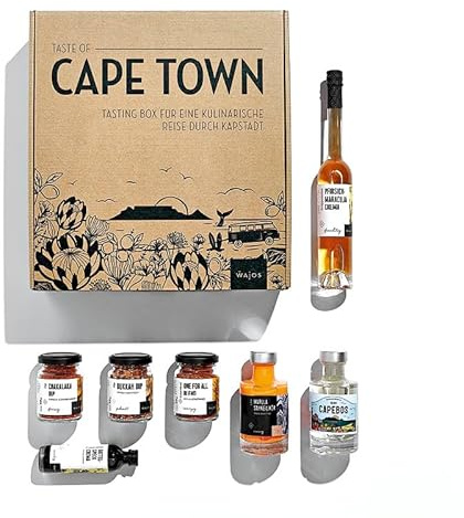 WAJOS Probierpaket Tasting Set Taste of Cape Town“| kulinarische Reise durch Südafrika + Video für zuhause | Gewürze, Essig, Likör & Gin.Geschenkidee