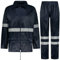 BWOLF Himalaya Combinaison de pluie à manches longues imperméable avec taille élastique Veste à capuche pour homme Veste de pluie + pantalon de pluie 2 poches, Bleu réfléchissant, XXL