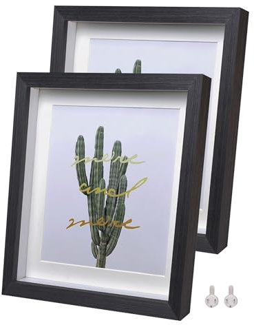 Houstimi Solid Wood Shadow Box Frame 5x7 2 Pack 3d Deep Box Frames for Crafts Black Small Shadow Box Display Case Internal Depth 0.6 inches with Real Glass