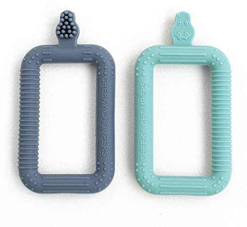 Cheeky Chompers Flexi-Brush, Teething, Massaging Tooth & Gum Cleaning, Soft Brsitles for Milk Teeth, BPA Free Silicone, Safe & Easy Grip Design (2 Pack)