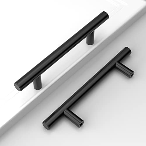 Amerdeco 10 Stück Möbelgriffe Edelstahl Schwarz 96mm Lochabstand Schrankgriffe für Küche, Schubladen & Kleiderschrank UK0024