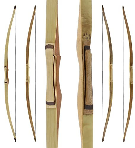 Drake Huntsman - 70 Zoll - 26-60 lbs - Hybridbogen, Verschiedene Designs - Rechtshand - Hybrid aus Langbogen & Recurvebogen (46-50 lbs, Schwarzpappel)