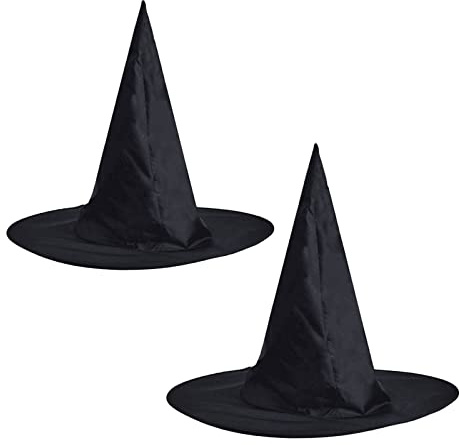 MIVAIUN 2 Pièces Chapeau Sorcière Noir, pour Hommes Femme Adultes, Chapeaux de Sorcière d'halloween, Pliable Chapeau de Sorcière,(Noir)