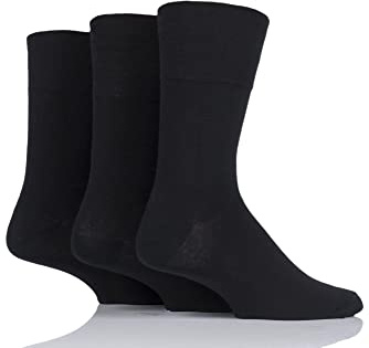 ZRWASKA® Women's Diabetic Socks Oedema friendly Wide Honey Comb top soft cuff Ankle Non-Elastic for Swollen feet Legs Non-Binding Circulatory Sock 3 Pack Size 4-7 (Black (3 Pairs))
