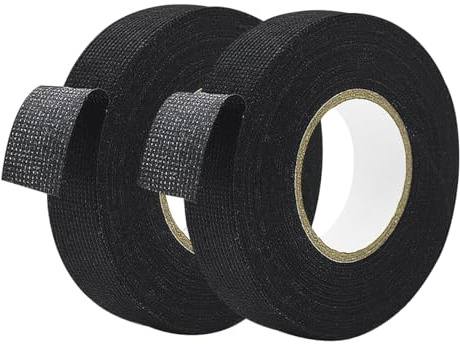 Qrity 9mm*15m, Schwarz, 2 Stück, Gewebe Isolierband Klebeband Gewebe Thermisches Isolierband Automobilgewebe Hochtemperatur-Textilband Kabel Fahrzeugkreis Kabelbaum Motorrad