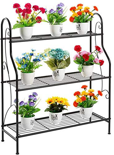 FLBT Pflanzenständer Moderner Blumentopfhalter Blumenständer mit 3 Ebenen Indoor-Metall-Blumentopfständer Multifunktions-Lagerregal Gartendekoration Perfekte Dekoration