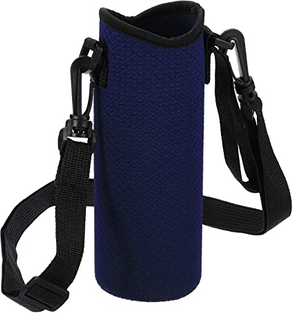 PATIKIL 1 Stück Tasche für Trinkflasche, 450ml-600ml Neopren Flaschentasche zum umhängen Mit abnehmbarem und verstellbarem Schultergurt, für Wandern Laufen Spazieren, Marineblau