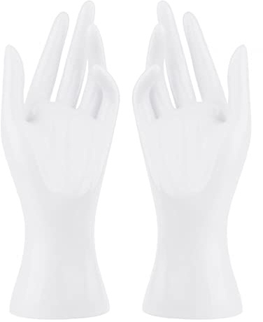 perfk 2 Pcs PréSentoirs à Bijoux, Support D'Affichage De Bijoux De Main, Mannequin Main Bijoux PréSentoir Porte-Anneau Collier Tour Pour Bracelet DéCor à La Maison Comptoir Magasins - Blanche