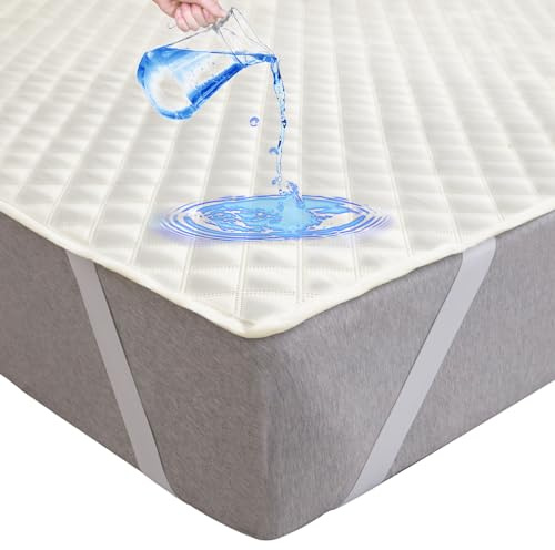 Arcona Matratzenschoner wasserdicht, Atmungsaktive Wasserdichter Matratzenschoner, Nässeschutz Matratzenauflage 180x200, Elfenbein Weiß Matratzenschutz, Inkontinenzunterlage Waschbar