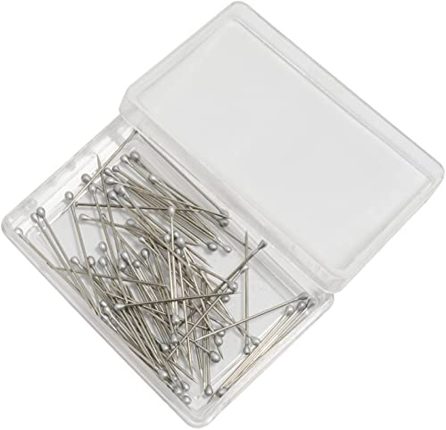 AERZETIX - C65478 - Nadeln/Stecknadeln - mit silbernem Kopf (ca. 75 Stück) - Farbe: Silber - länge: 27 mm - Metall - zum nähen kurzwaren saum Kleidung Handwerk Stoff konfektion Mode jeanskleid