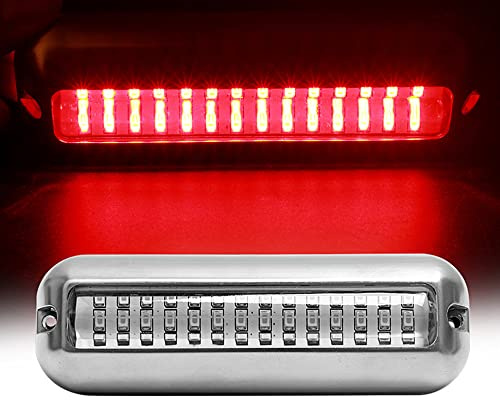 Barco marino Luces Bajo el agua del barco espejo de popa de luz, 42 LED de acero inoxidable Luces de popa, IP68 luces traseras del barco Lámpara de trabajo (rojo)