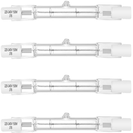 VINBE 150W Halogen R7S 78mm Dimmable 1500lm (4 Pack) J Type Linear Double Ended Floodlight Bulb 230V for Work, Security, Landscape Lights, Floor Lamps, Warm White 2700K