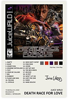 Juice Wrld Death Race For Love Music Album Poster Leinwand Poster Wand Kunst Dekor Drucken Bild Gemälde Für Wohnzimmer Schlafzimmer Dekoration Unframe:12x18inch(30x45cm)