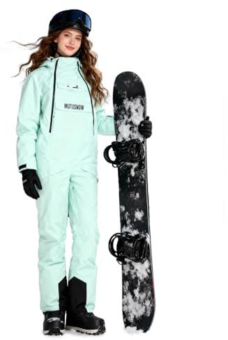 MUTUSNOW Womens Snow Suits One Piece, Windproof Waterproof Ski Jumpsuit Slim Ski Suit for Outdoor Snow Sports