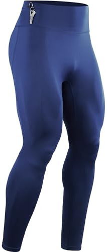 CADMUS Men’s Compression Workout Pants Tights Leggings Muscle Baselayer Running, Navy Blue, 1125, M
