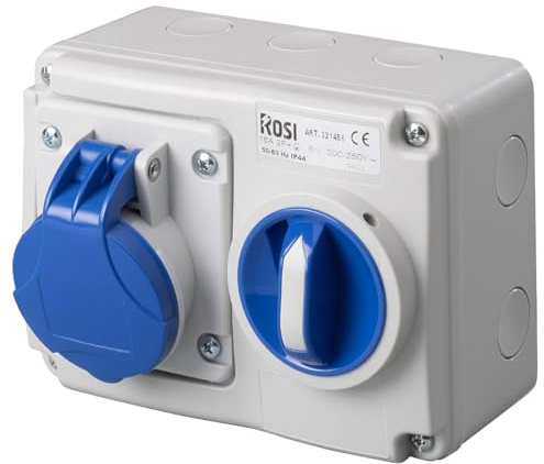 Prise verrouillée horizontale avec sectionneur interrupteur, 220-230 V, 3 pôles 2P+T, 32 A, IP54 - Rosi 14.3234B6