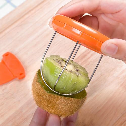 Coupe-kiwi en acier inoxydable pour kiwi, éplucheur de fruits Pitaya Kiwi Gadgets de cuisine Outil de vide-fruits (couleur aléatoire)