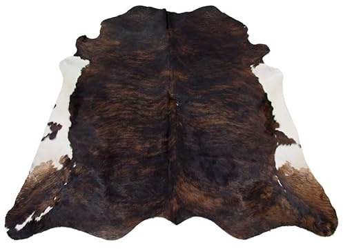 ArtisanCowhides Premium Dark Brindle White Belly Cowhide Rug, Cow Skin Rugs Ideal for Home, Bedroom, Living Room, Western Decor, Cow Hide Carpet Size: (7'-8'X6' Ft)