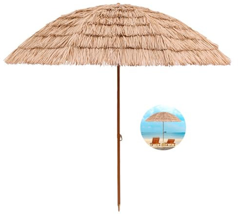 Parasol De Paja Impermeable Sombrilla Playa Grande Antiviento Sombrilla Terraza Inclinable Sombrillas Playa Protección UV50+ Sombrilla Jardin Exterior Con Bolsa De Transporte Para Patio Jardín Piscina