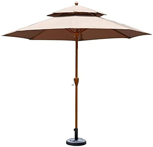 Terrassenschirm, Gartenschirme, 9 Fuß, für Terrasse, Garten, Markt, Tischschirm mit Kurbel, perfekt für den Außenbereich, Strand, kommerzielle Veranstaltungen, Märkte (Khaki)