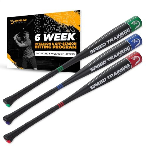 Driveline Baseball Speed Trainer Bat (Set of 3) Overload & Underload Practice Bats for Speed, Strength, and Barrel Control + Free 6-Week Hitting Program