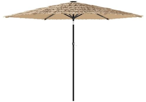 vidaXL Sonnenschirm, Gartenschirm mit LED Stahlmast, Marktschirm mit Kurbelmechanismus, Strandschirm Balkonschirm Hawaiischirm, Braun