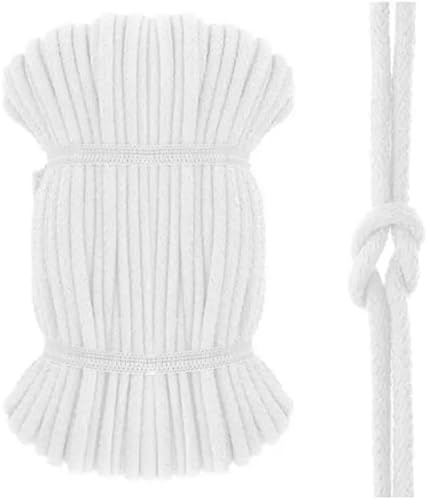 Kacperek - Baumwollkordel 8mm - Kordelband 50 m - 100% Baumwolle, Weich, Leicht Elastisch - für Kleidung, Turnbeutel, DIY Projekte - Kordel Weiß