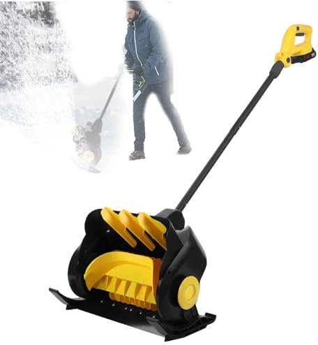 Pala da Neve Senza Fili, Pala da Neve elettrica, Larghezza di sgombero 41 cm, Distanza di Lancio 10 Metri, direzione della Neve Regolazione 45°, Display di Potenza a LED, Maniglia ripiegabil