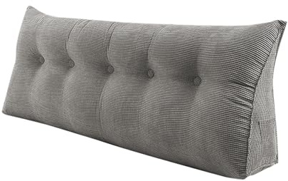 OHMG XXL Lesekissen,120/140/160/180/200 cm, Keilkissen, grau, großes dreieckiges Sofakissen, Lendenwirbelstütze, großes Kissen, Rückenstütze, Kopfteil, Ruhe, Lendenwirbelstütze (Grau, 160CM)
