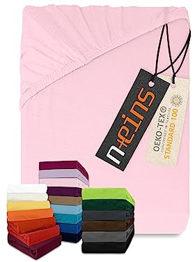npluseins Lenzuolo con angoli classico in jersey - tanti colori e misure - 100% cotone 159.192, 80-90 x 190 cm, rosa