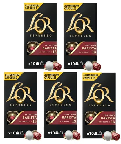 L'OR Barista Selection Nespresso Compatible Aluminum Coffee Capsules x10 (Pack of 5, Total 50 Pods)