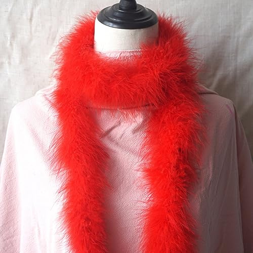 Blausky Federboa Damen,2m Flauschige Feder Boas,Feder Schal Federstola Feder-Boa aus Truthahnfedern Federschal Karneval Kostüm für 20er Jahre Charleston Mottoparty Weihnachten,Rot