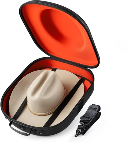 Ozueccr Cowboyhut-Reiseetui, knautschfeste Tragetasche für Cowboy-, Panama- und Tweed-Hüte mit Tragegriff, Schulter- und Gepäckgurt, für Reisen und zur Aufbewahrung zu Hause (groß)