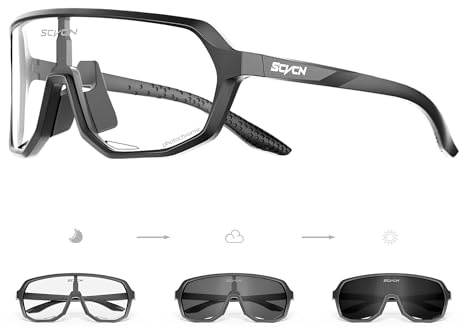 SCVCN Fotocromatici Occhiali Da Ciclismo Sportivi Donne Uomini UV400 MTB Trasparenti Bicicletta Corsa Bici Softball Alpinismo Golf Escursionismo Tennis 501