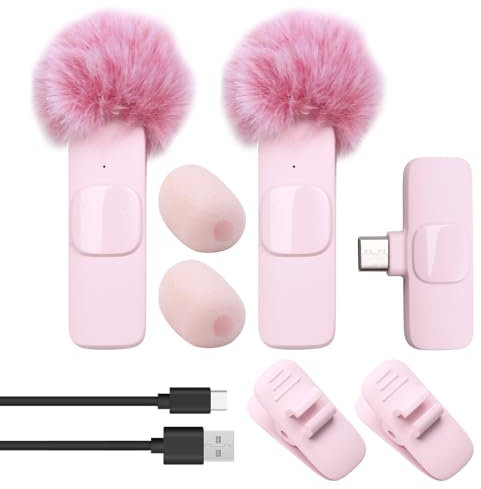 Vocdikficy Microfono Lavalier Wireless Portatile per Registrazione Audio e Video, Mini Microfono per PC, Videocamera, Telefono per Giochi in Diretta
