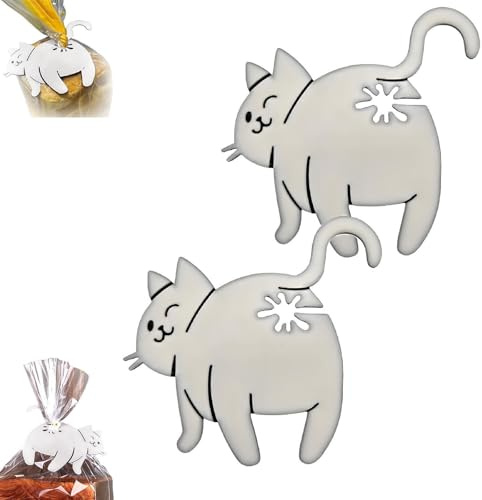 Cat Butt Bread Clip, Cat Bread Bag Tie, Funny 3D Printed Bag Holder, Reusable Food Clips for Breads, Snack Bags, Cute Animal Accessories, Quirky Home Decor Gift (2pcs)