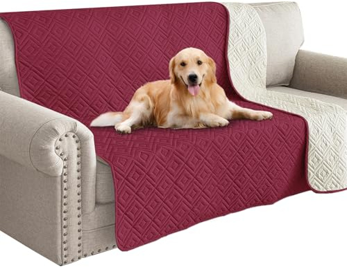 GYHH Couverture pour Chien, Housse De Canapé Protection 100% Imperméable pour Lit, Housse Matelassée pour Canapé Anti-Rayures pour Enfants, Chiens Et Chats (Bordeaux,30X70in-76x178cm)