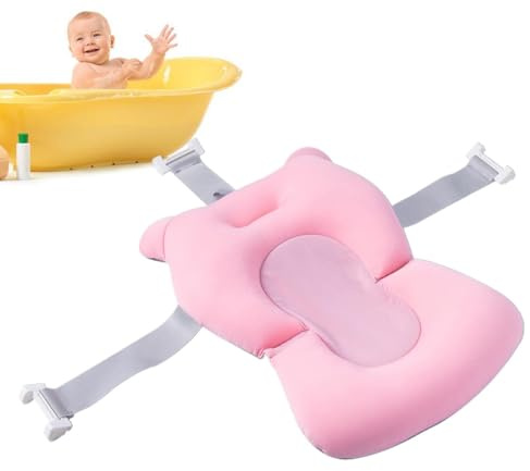 Zahoken Cojín Para Bañera De Bebé, Reductor Bañera Bebe, Almohada De Apoyo Antideslizante Ajustable Para Bañeras, Detalles Para El Cuidado Del Bebés Con Hebillas Y 3 Cinturones De Seguridad