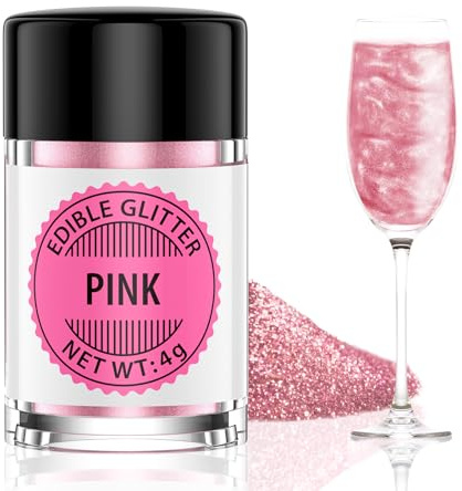 Waysroma Essbarer Glitzer für Getränke 4g, Geschmacklos Essbarer Glitzer, Lebensmittel Glitzers für Cocktails, Likör, Sekt, Wein, Champagner, Schokolade, Fondant, Kuchen Deko